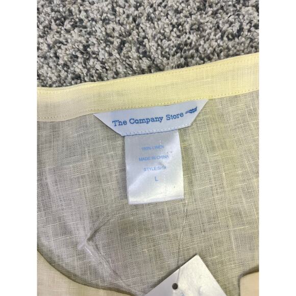 The Company Store Linen Tunic Dress L Butter Yellow NWT Pockets Summer Beach - Picture 8 of 15